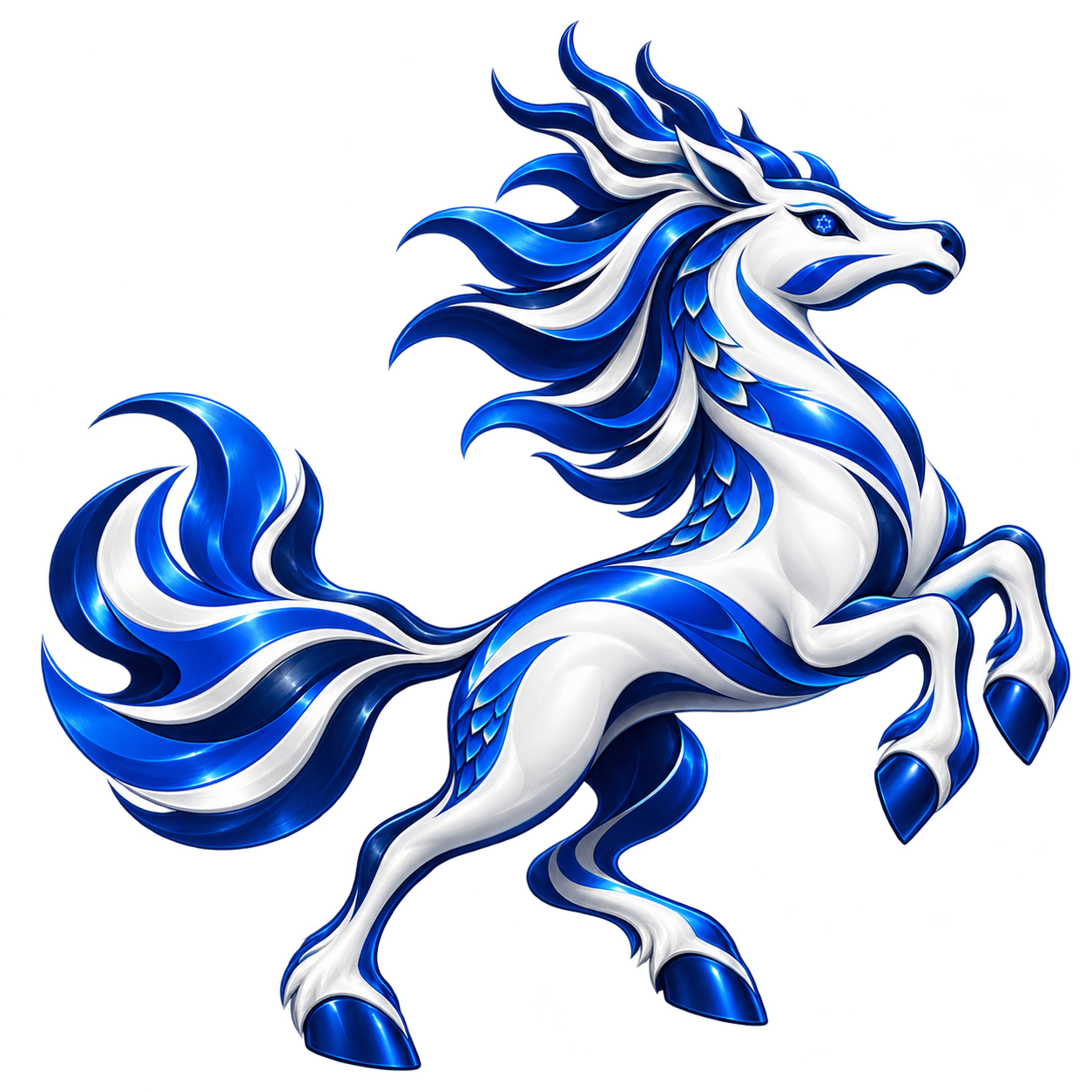 蓝白龙马